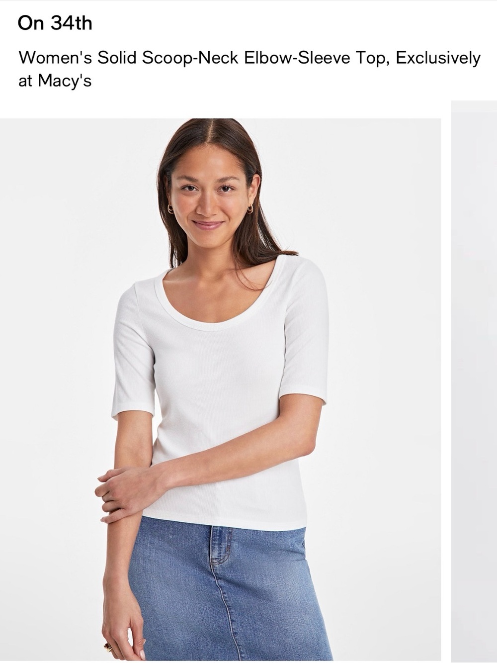 On 34th Women's Solid Scoop-Neck Elbow-Sleeve Top